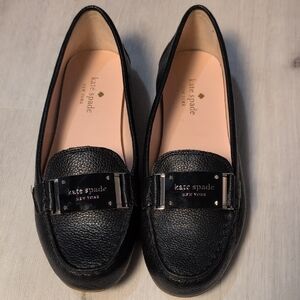 Kate Spade Black Pebbled Leather Loafers